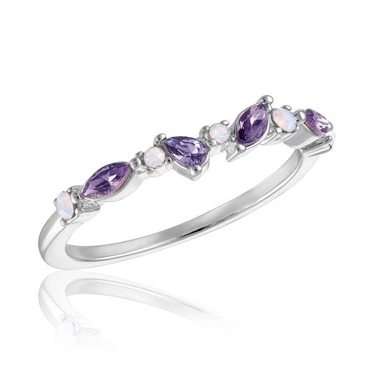 Multi Cut Lavender & Opal Stack Ring