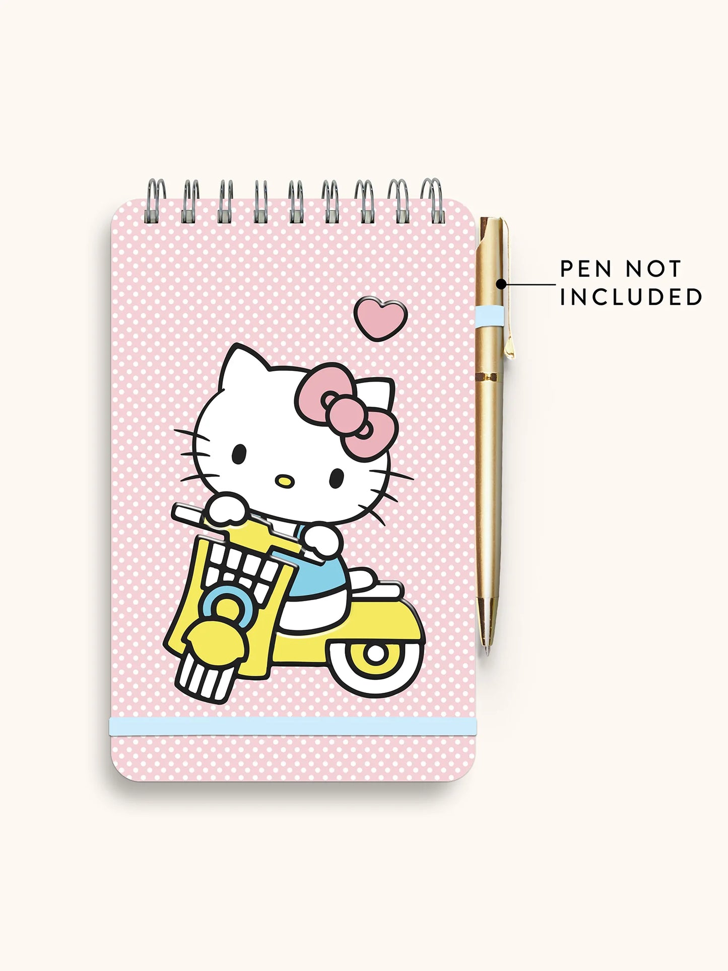 Hello Kitty Top-Spiral Notebook with Pen Loop, Classic Pink