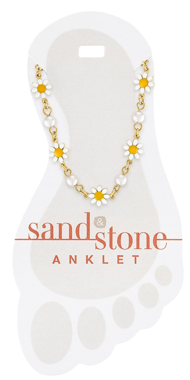 Gold Daisy Sand & Stone Anklet