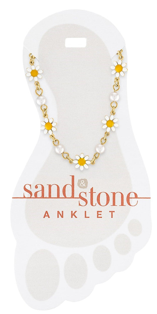 Gold Daisy Sand & Stone Anklet