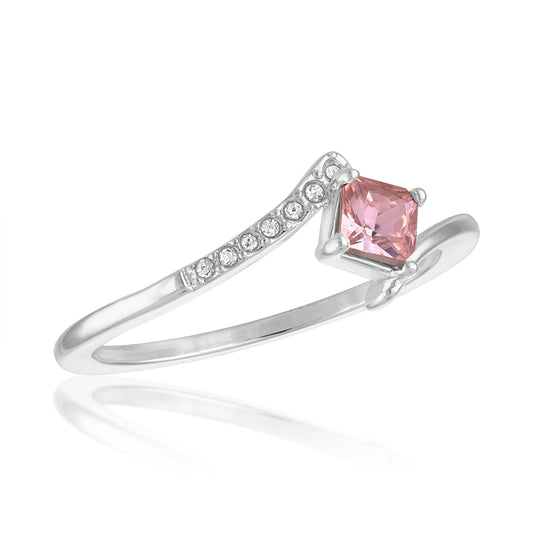 Light Rose Princess Cut Stack Ring