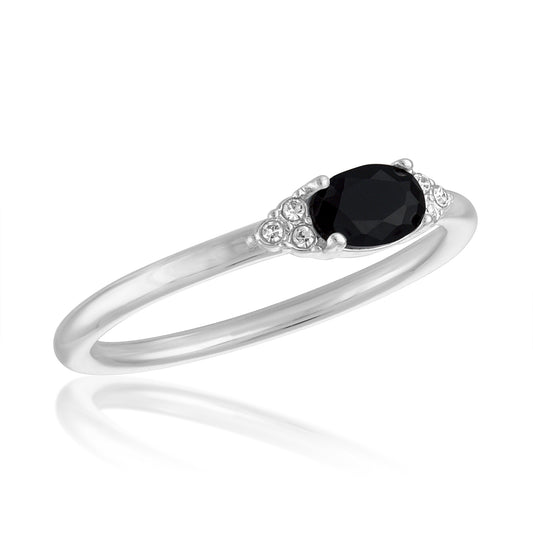 Oval Jet Black Statement Stack Ring