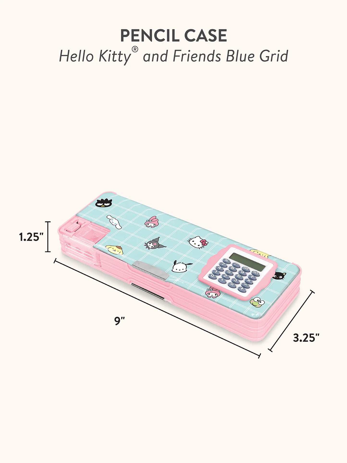 Hello Kitty and Friends Pencil Case, Blue Grid