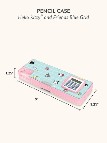 Hello Kitty and Friends Pencil Case, Blue Grid