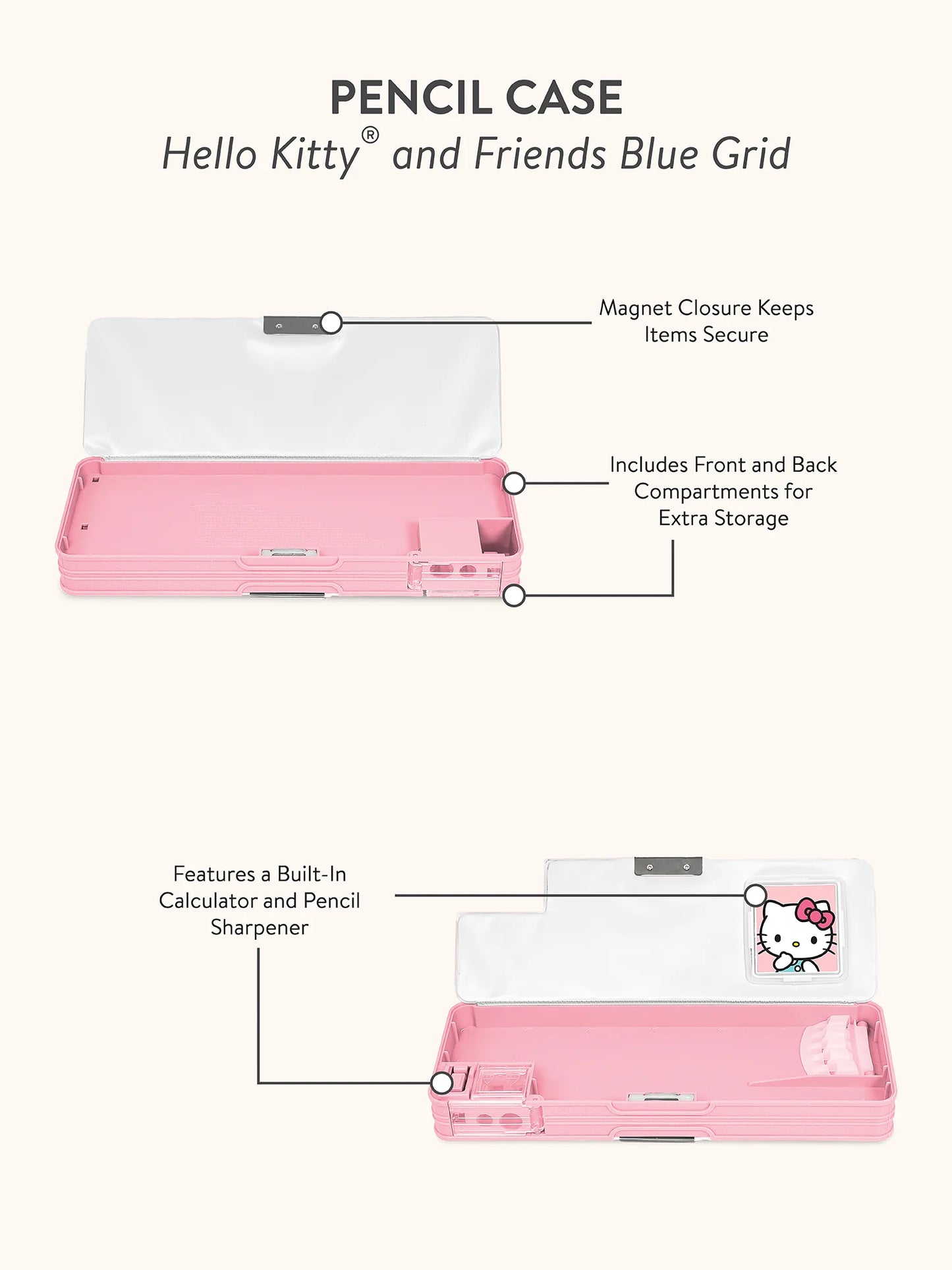 Hello Kitty and Friends Pencil Case, Blue Grid