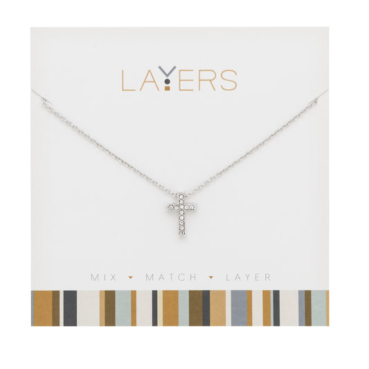 Silver Cross Layers Necklace
