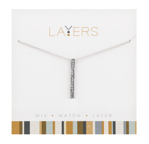 Silver Single bar Layers Necklace